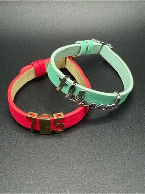 KEEP Collective Bracelets lot of 2 #N01 blessed pink aqua silver gold tone charm